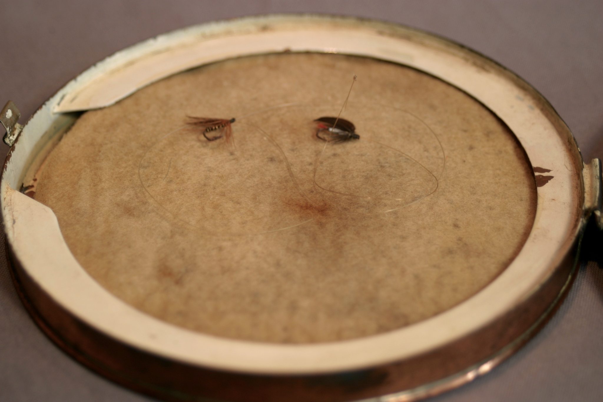 Hardy Bros Ltd Copper Plated Fly Box with Tiny Flies With Leaders - Image 3