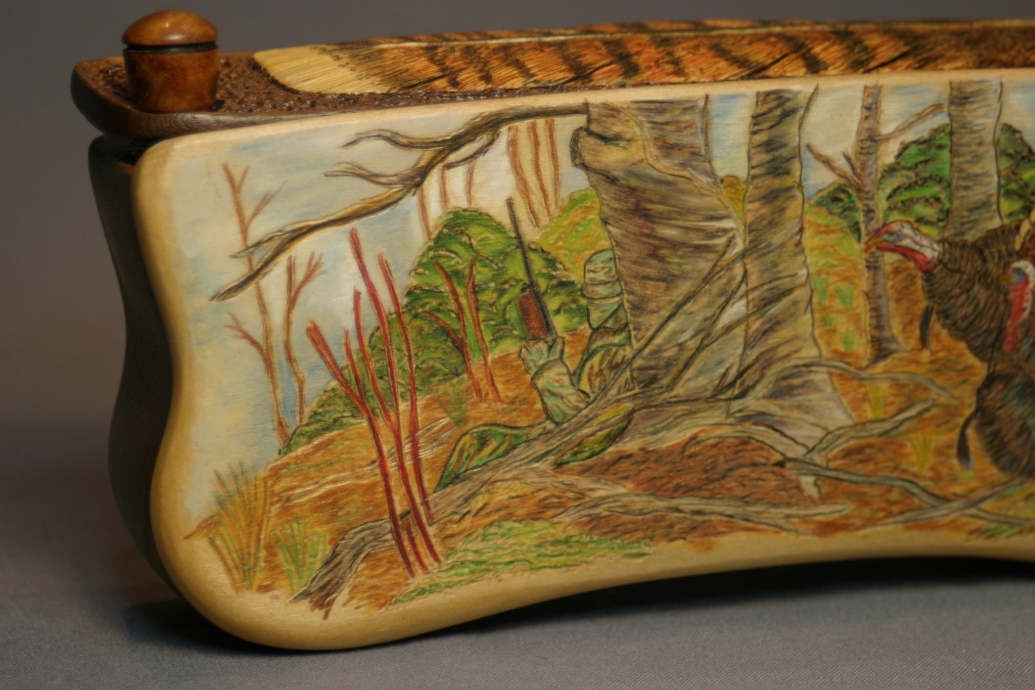 Dennis Poeschel Decorative Carved Scenic Turkey Call - Image 9