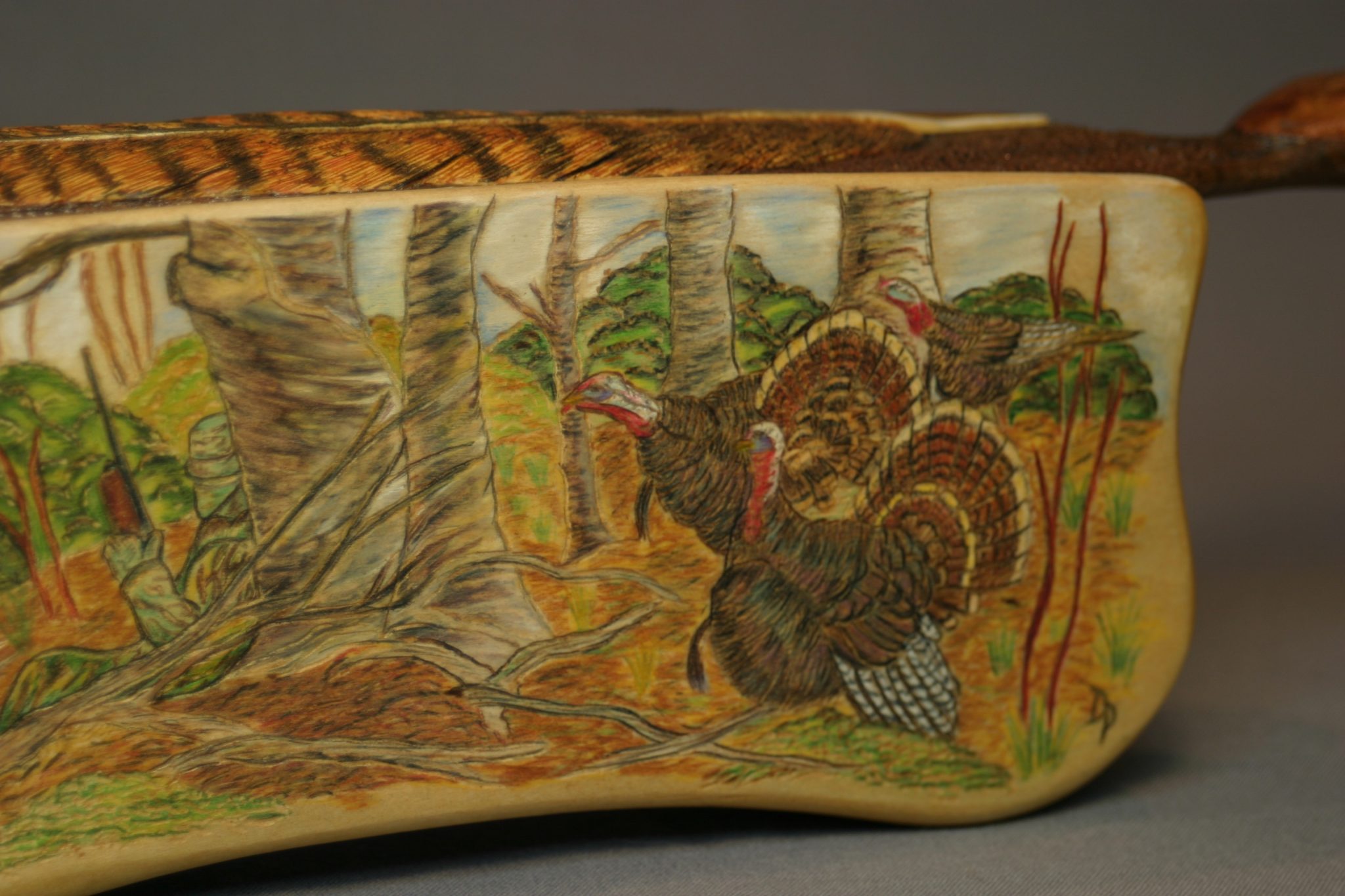 Dennis Poeschel Decorative Carved Scenic Turkey Call - Image 10