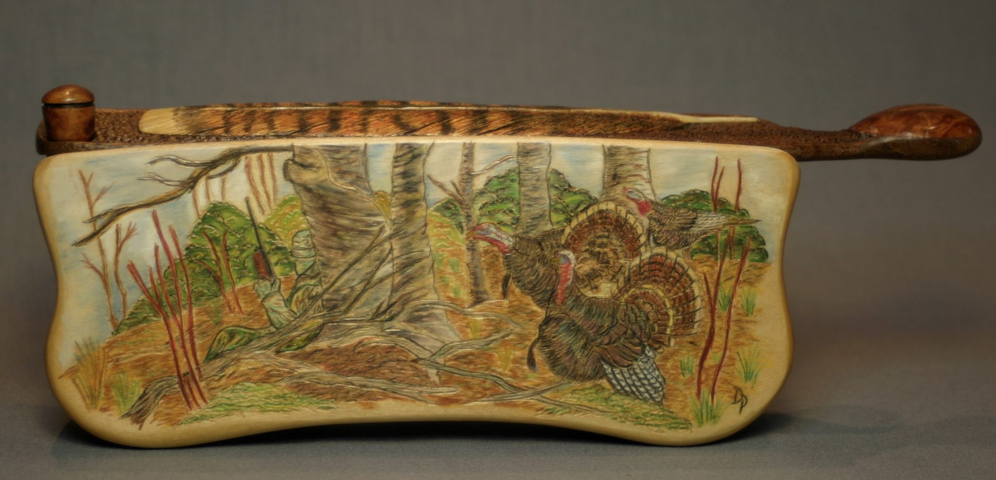 Dennis Poeschel Decorative Carved Scenic Turkey Call