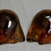 Vintage Blenko Amber Glass Bear Bookends